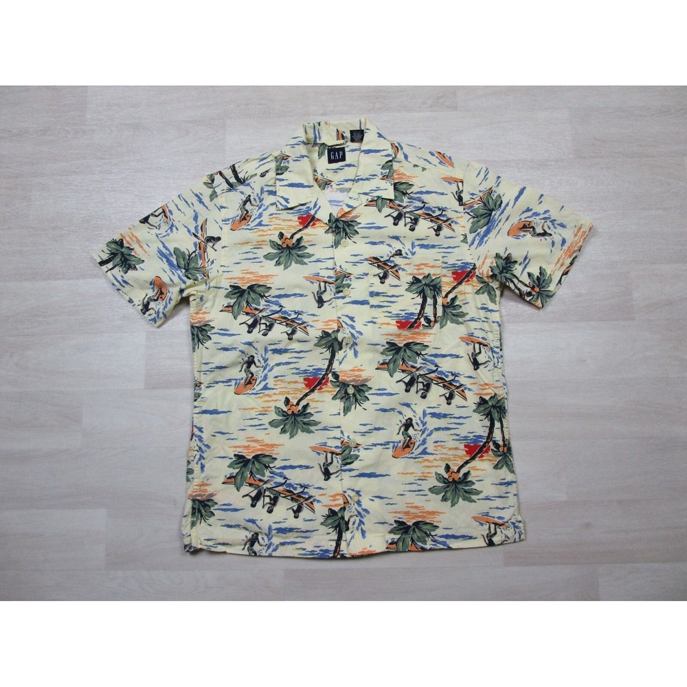 GAP Shirt Mens (XS) Hawaiian Aloha‎ Surfer Print Short Sleeve Summer Button Up